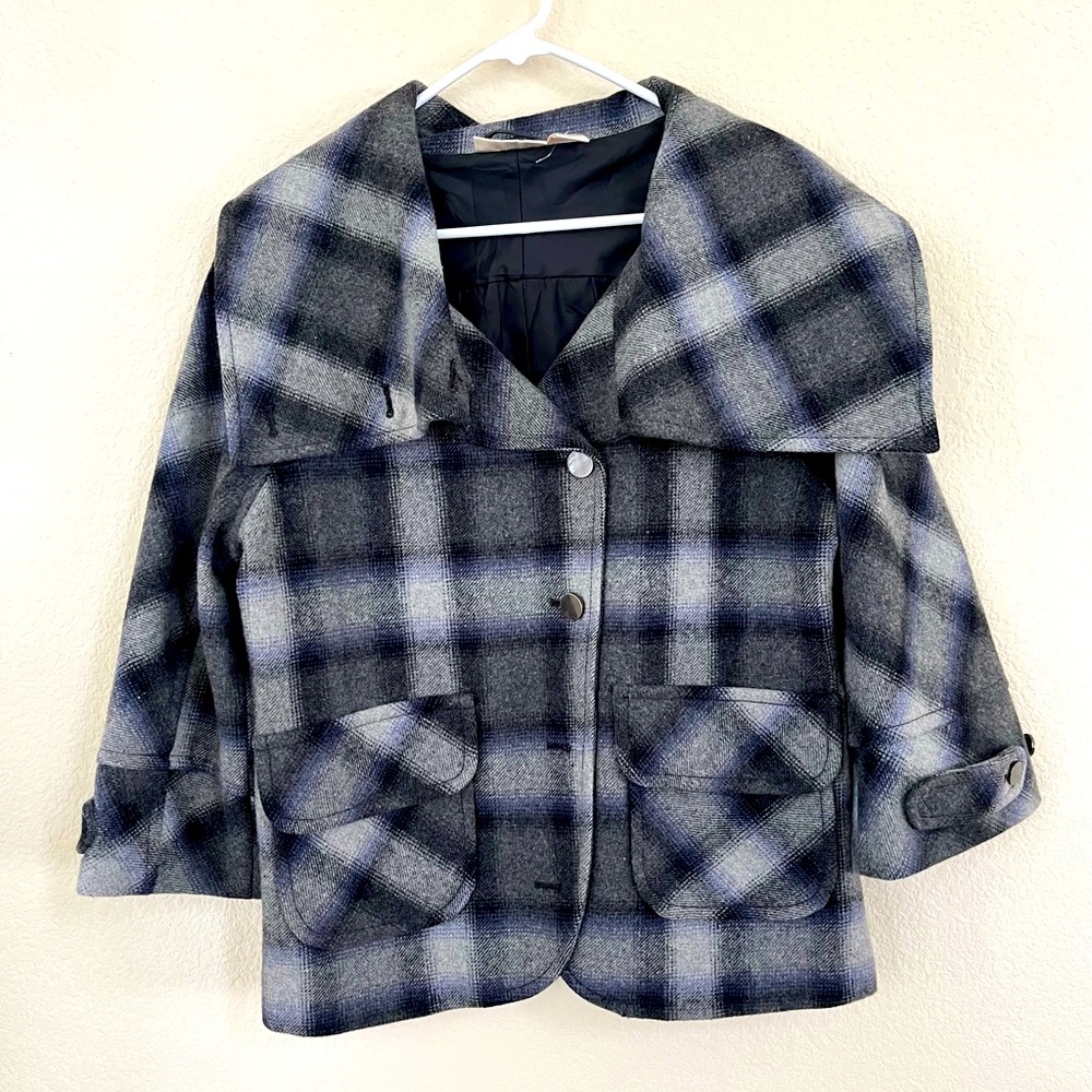 DKYN Jeans Wool Plaid Pattern Coat Size Medium